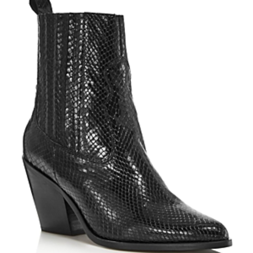 Aqua Ciao Leather Pointed Toe Mid-Calf Cowboy Boot